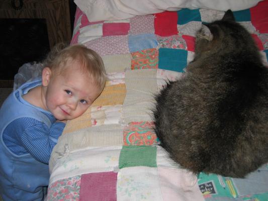 Noah loves the kitty
