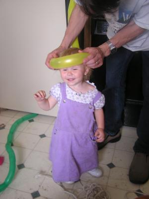 Sarah has a hat made from a baloon
