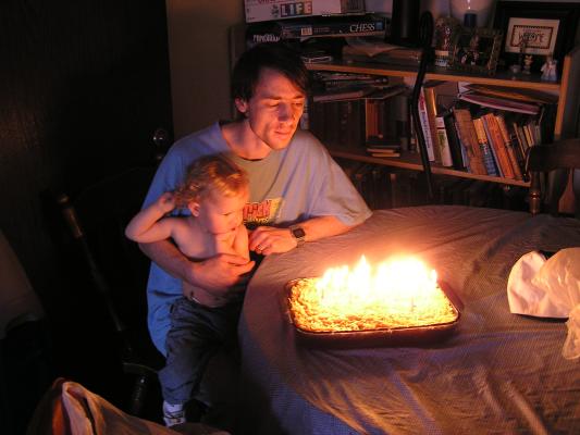 David has a forest fire for his birthday cake.