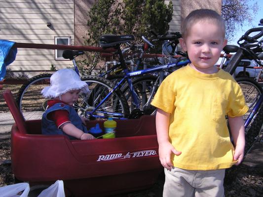 Sarah and Noah ready to go to the park.