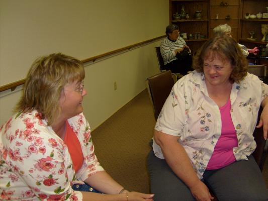 Trish(Jaimee's mom) visits with Mary (Titus's Mom)