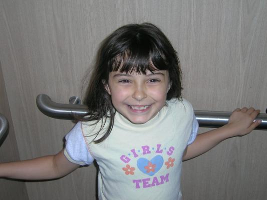 Malia in the elevator.