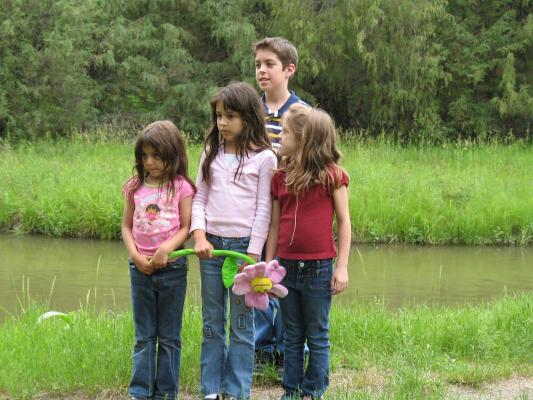 Andrea, Malia, Michael, and Nicole by Mission Creek on the nature walk at the Bison Range.