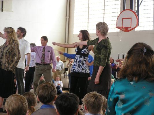 teachers dancing.