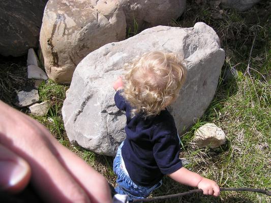 Noah surveys the next rock to conquor.