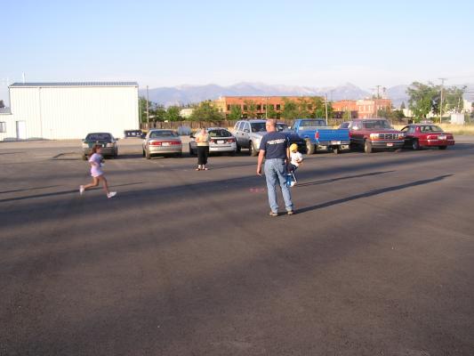 Racing games in the parking lot at VBS