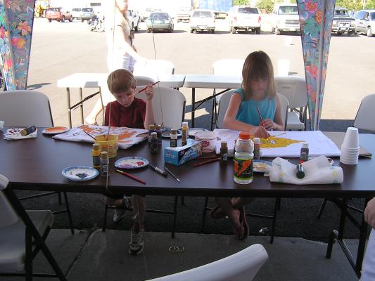 Painting shirts for Vacation Bible School