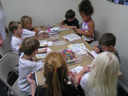 3-5 year old VBS class
Counterclockwise: Mickala, Daniel, Max, Allison, Kiah, Adam, Jaidah, Ryan.