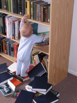 I think they put all the good books on the top shelf.