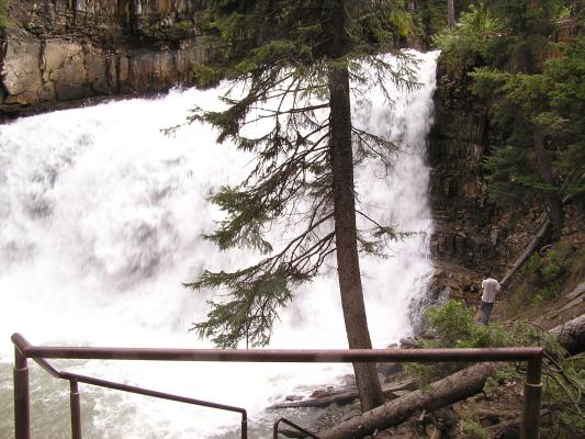 David goes to the edge of the falls.