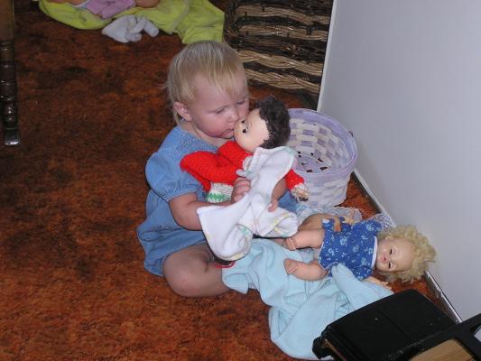 Sarah puts her babies to sleep