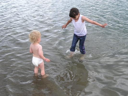 Noah and Malia in the water.