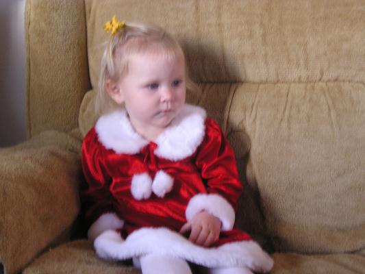 Sarah in her pretty Christmas dress