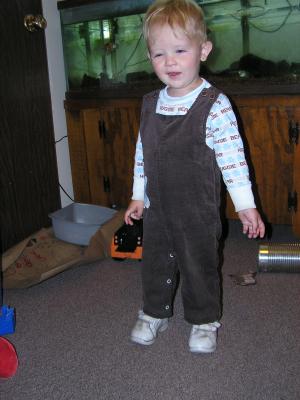 Noah wears a brown outfit that his Uncle Benji wore.
