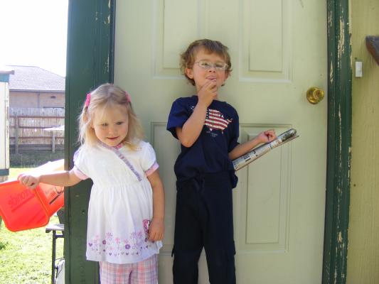 Sarah and Noah We got some new clothes with birthday money from Grandma McElwee.