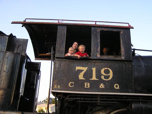 David Sarah and Noah look out the train window