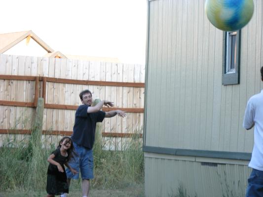 Andrea and Jim play ball