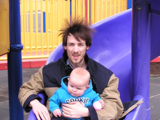 Lightning man and baby