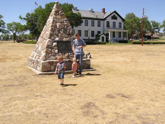 Noah, Sarah and David exploring Ft. Robinson.
