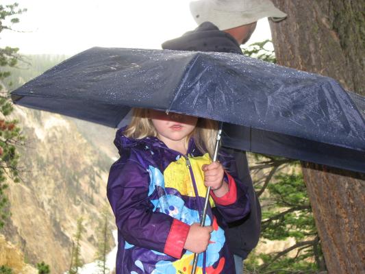Sarah under umbrella