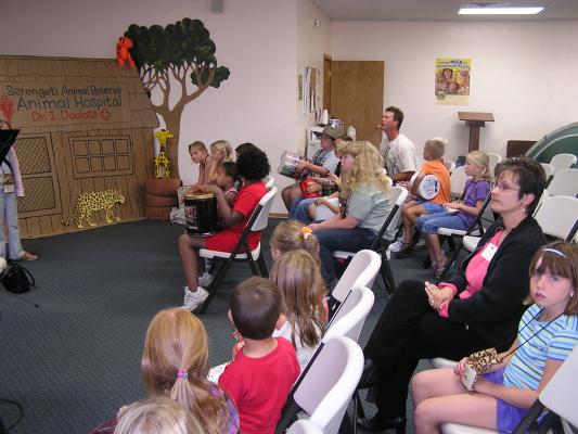 Singing songs at VBS