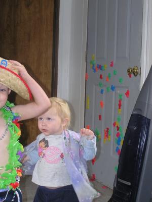 Noah and Sarah playing dress-up