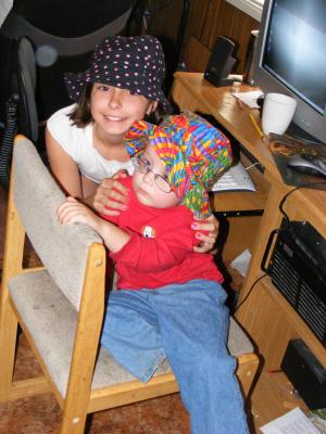 Malia and Noah. We made hats.