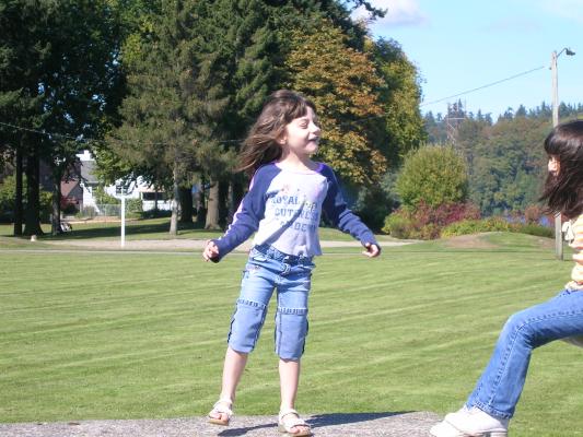 Andrea learns to walk.