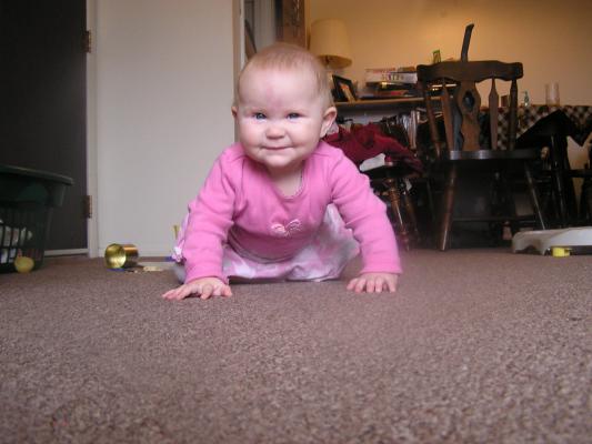 Sarah crawls.