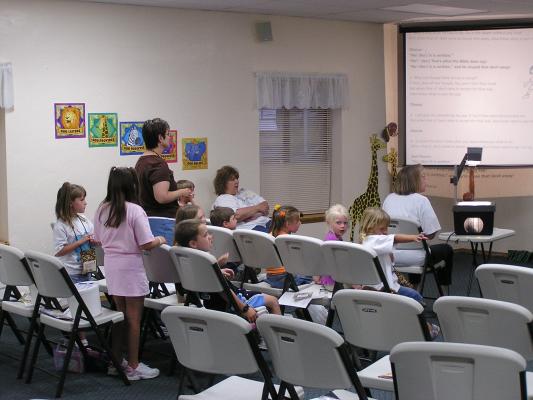 Singing songs at VBS