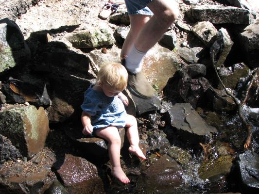 Sarah plays in the water