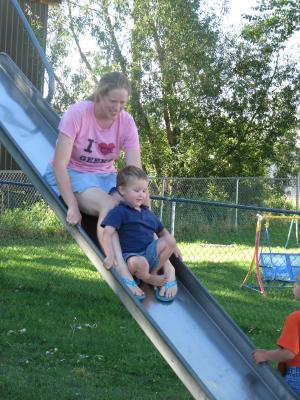 Katie and Noah on slide