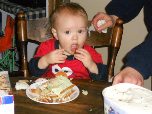 Cake and ice cream. 