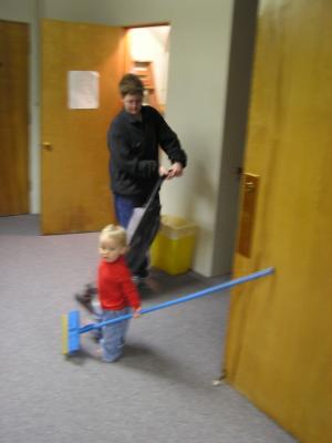 Time to clean up after the Christmas Eve service.