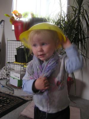 Sarah playing dress-up