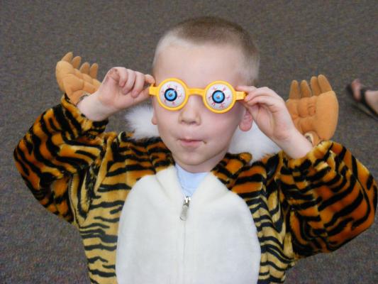 Nicko with silly glasses.