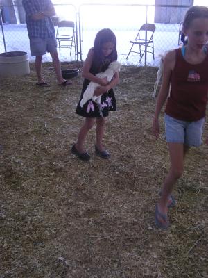 Andrea and a chicken