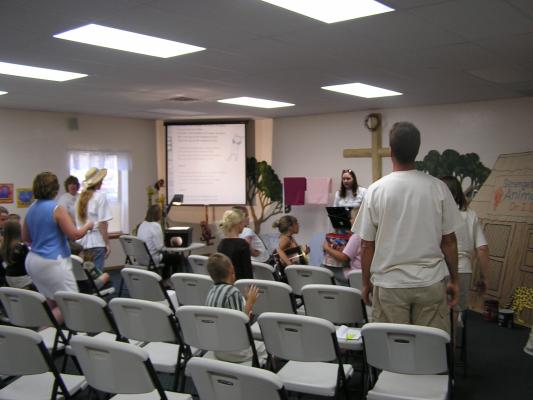 Singing songs at Vacation Bible School