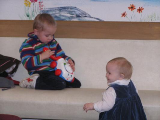 Noah and Sarah play.