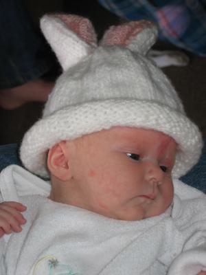 Sarah dressed up as a rabbit.