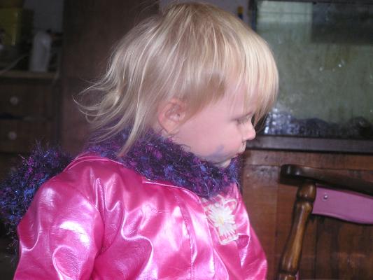 Looks like Sarah colored her cheeks too.
