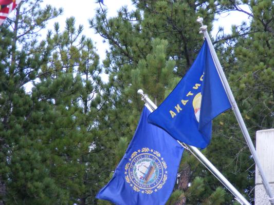 Montana flag at Mt. Rushmore
