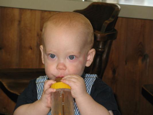 Steven Eder getting a drink.
