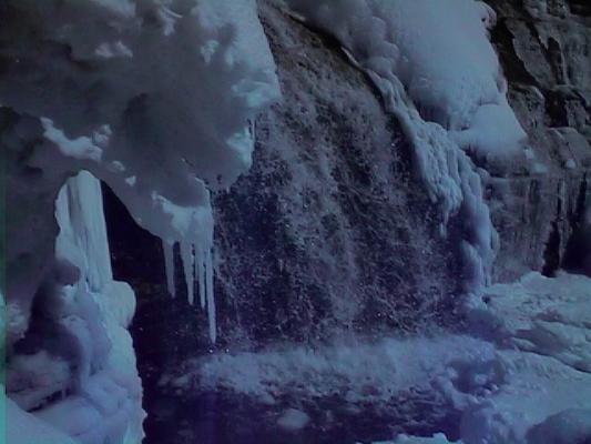 Ice at Mission Falls.