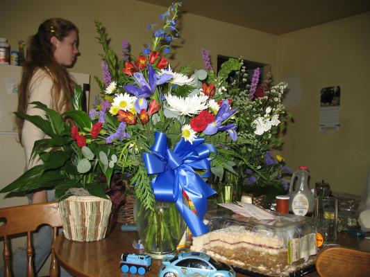 The flowers from the funeral.