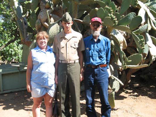 Matthew graduated from Marine boot camp.
Bea, Matthew, Robert, and Cactus.