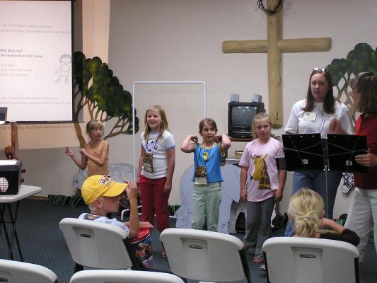 Singing songs at VBS