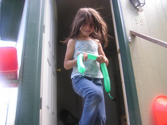 Andrea with a water baloon