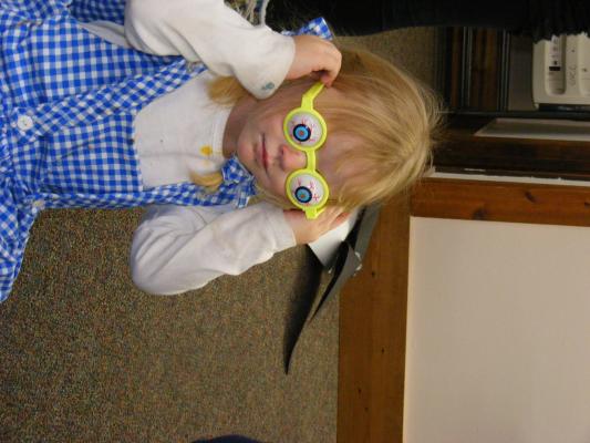 Sarah with silly glasses.