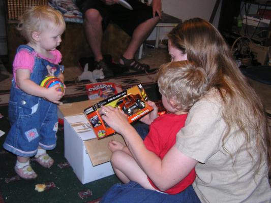Noah got a new truck from Grandma and Grandpa Cline as a late birthday present